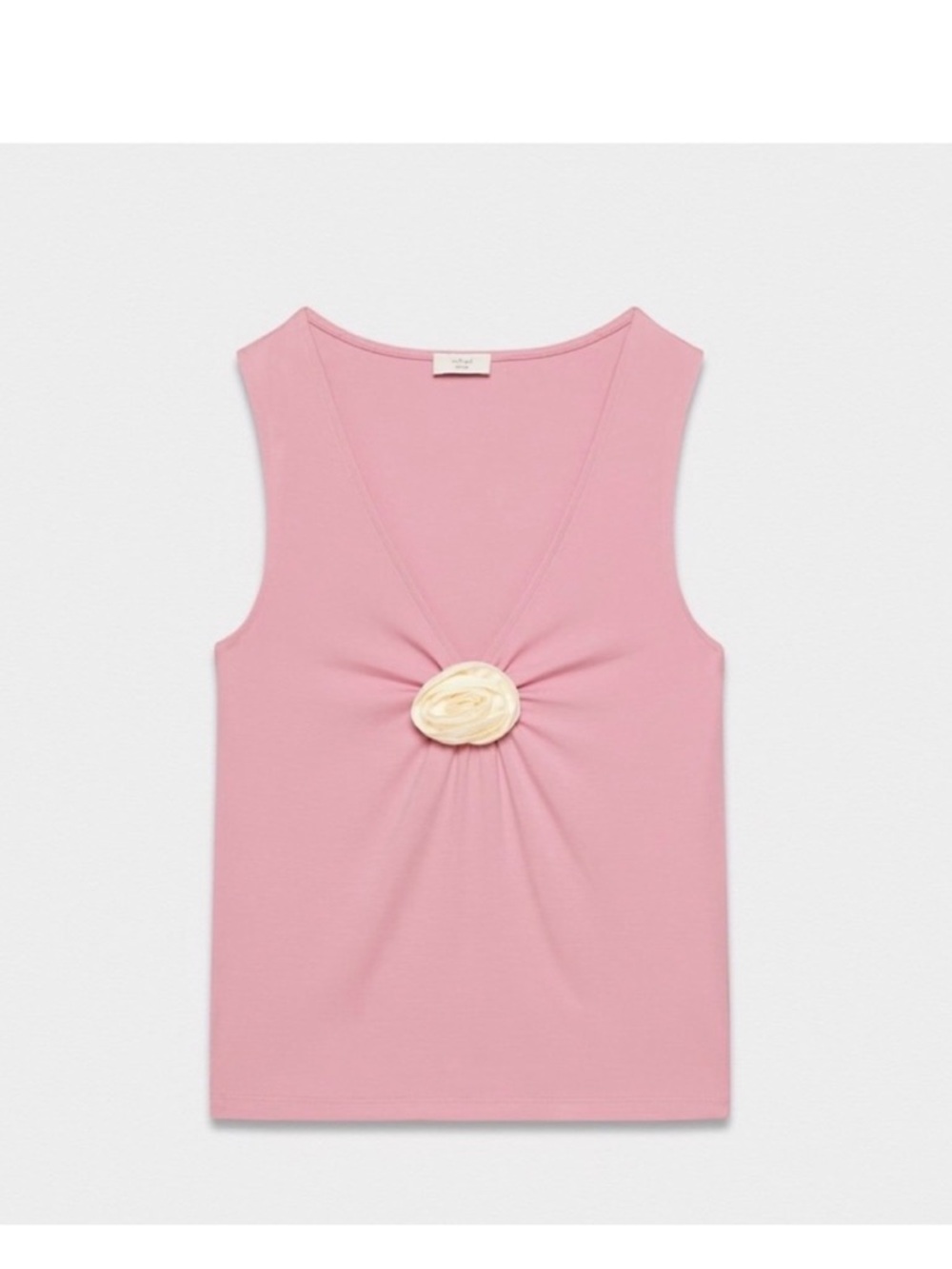Aritzia Wilfred Bloom Pink Tank with Cream Rosette